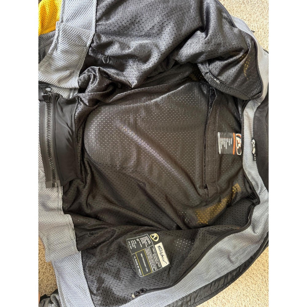 Fieldsheer High Temp Leather Mesh Motorcycle Jacket black yellow men size 12/14 - Picture 13 of 15